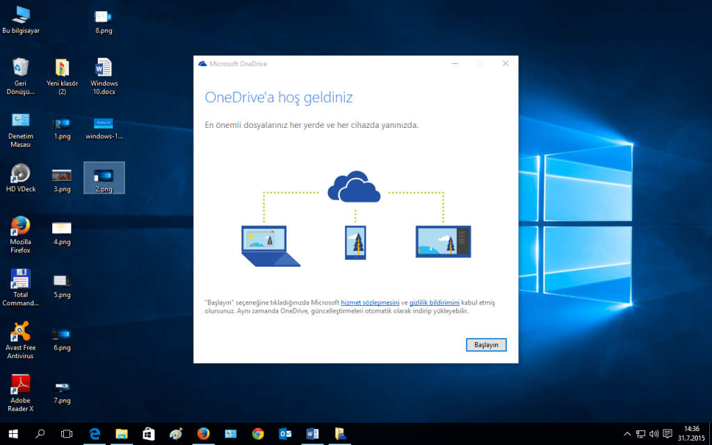 Windows 10 Screen One Drive